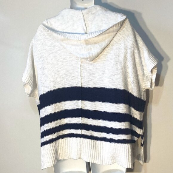 Gap SZS Oversized Hooded Navy & White  Cardigan Timeless Coastal Nautical Preppy - Picture 5 of 9